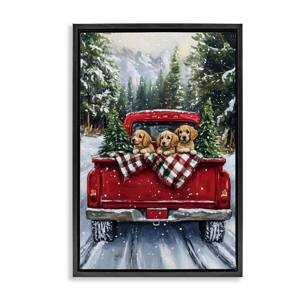 Stupell Industries Golden Pups Christmas Truck Floating Frame, design by Petal Prints Design